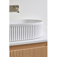 Kiora 580mm Matte White Oval Ceramic Above Counter Basin